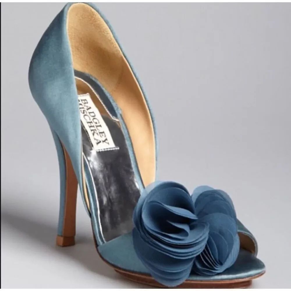 ✨Badgley Mischka Women's Randall Open-Toe Dusty Blue Sz 10 Pumps✨